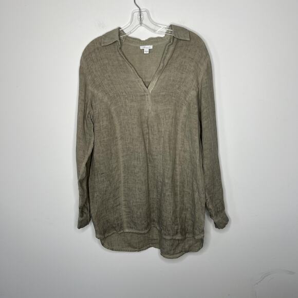 J Jill Linen Shirt Womens Medium Tunic Long Sleeve Relaxed Fit Pullover Top - Picture 5 of 13